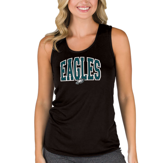 Women's Concepts Sport  Black Philadelphia Eagles Marathon Racer Back Tank Top