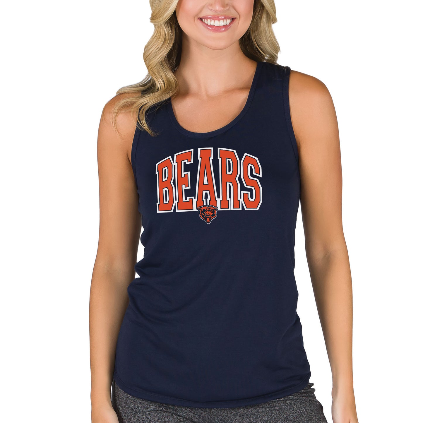 Women's Concepts Sport  Navy Chicago Bears Marathon Racer Back Tank Top