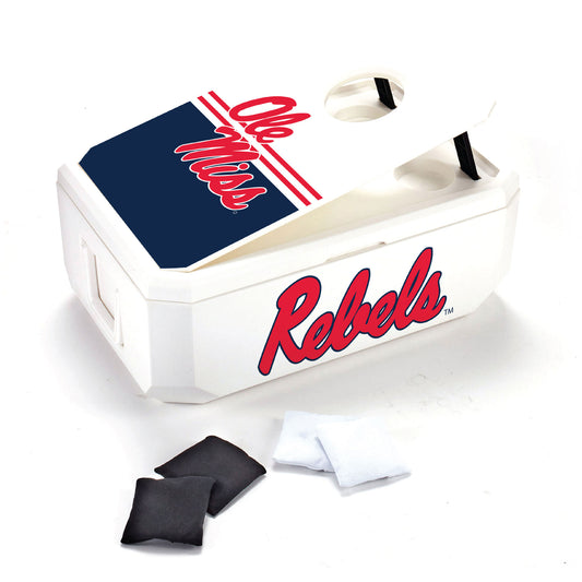 White Ole Miss Rebels 40-Can Cornhole Cooler