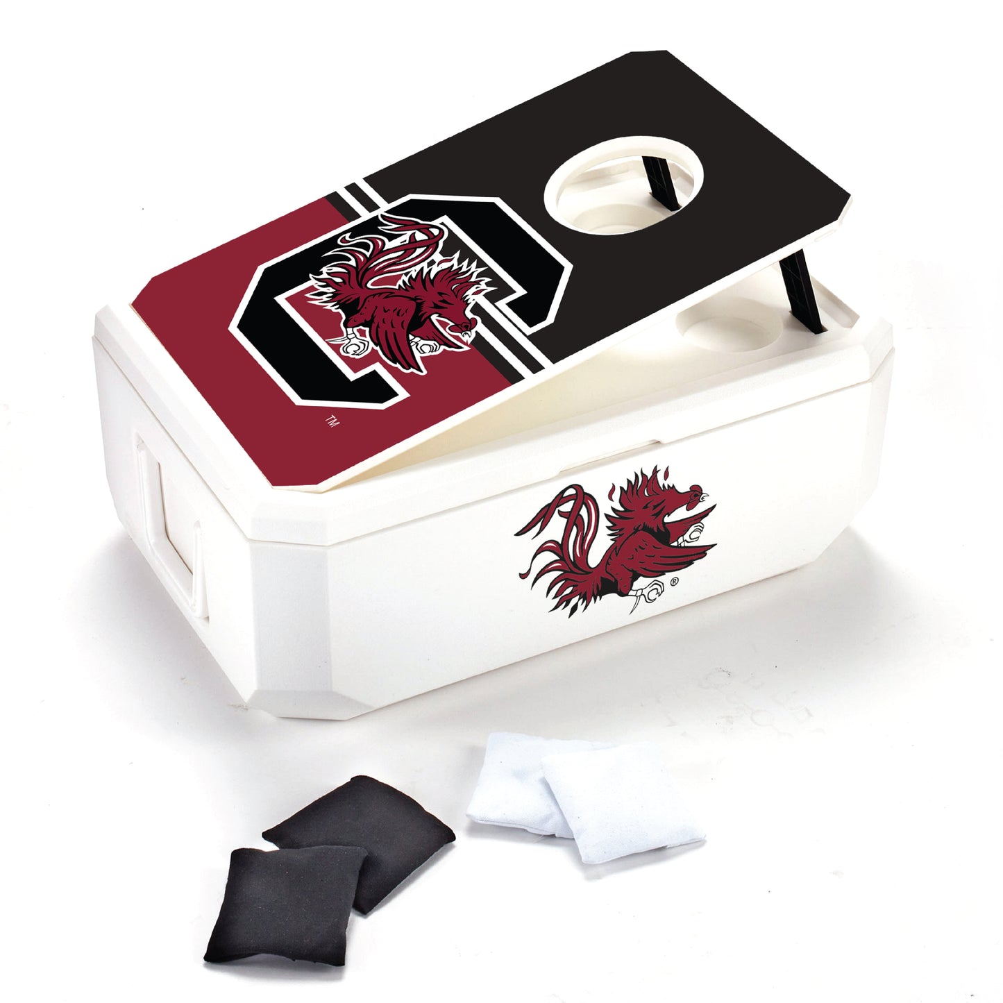 White South Carolina Gamecocks 40-Can Cornhole Cooler