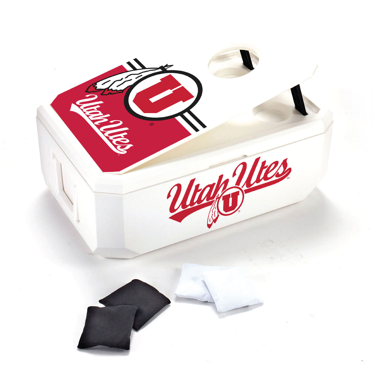 White Utah Utes 40-Can Cornhole Cooler
