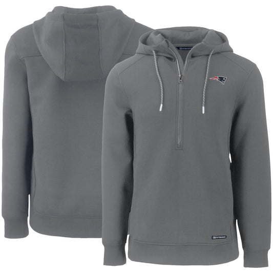 Men's Cutter & Buck Gray New England Patriots Primary Mark Roam Eco Recycled Half-Zip Pullover Hoodie