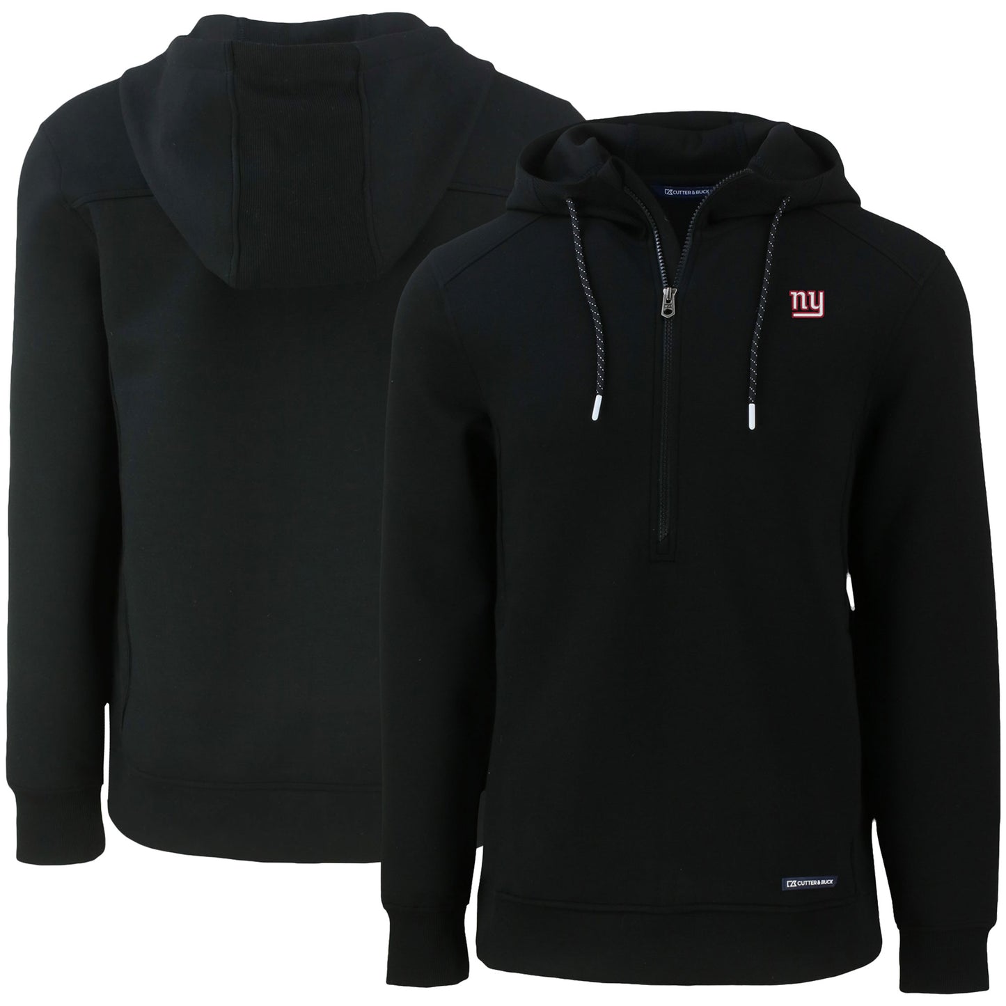 Men's Cutter & Buck Black New York Giants Primary Mark Roam Eco Recycled Half-Zip Pullover Hoodie