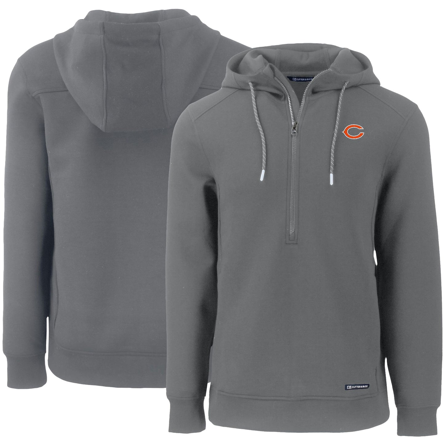 Men's Cutter & Buck Gray Chicago Bears Primary Mark Roam Eco Recycled Half-Zip Pullover Hoodie