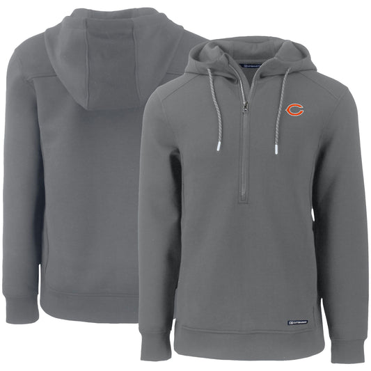 Men's Cutter & Buck Gray Chicago Bears Primary Mark Roam Eco Recycled Half-Zip Pullover Hoodie