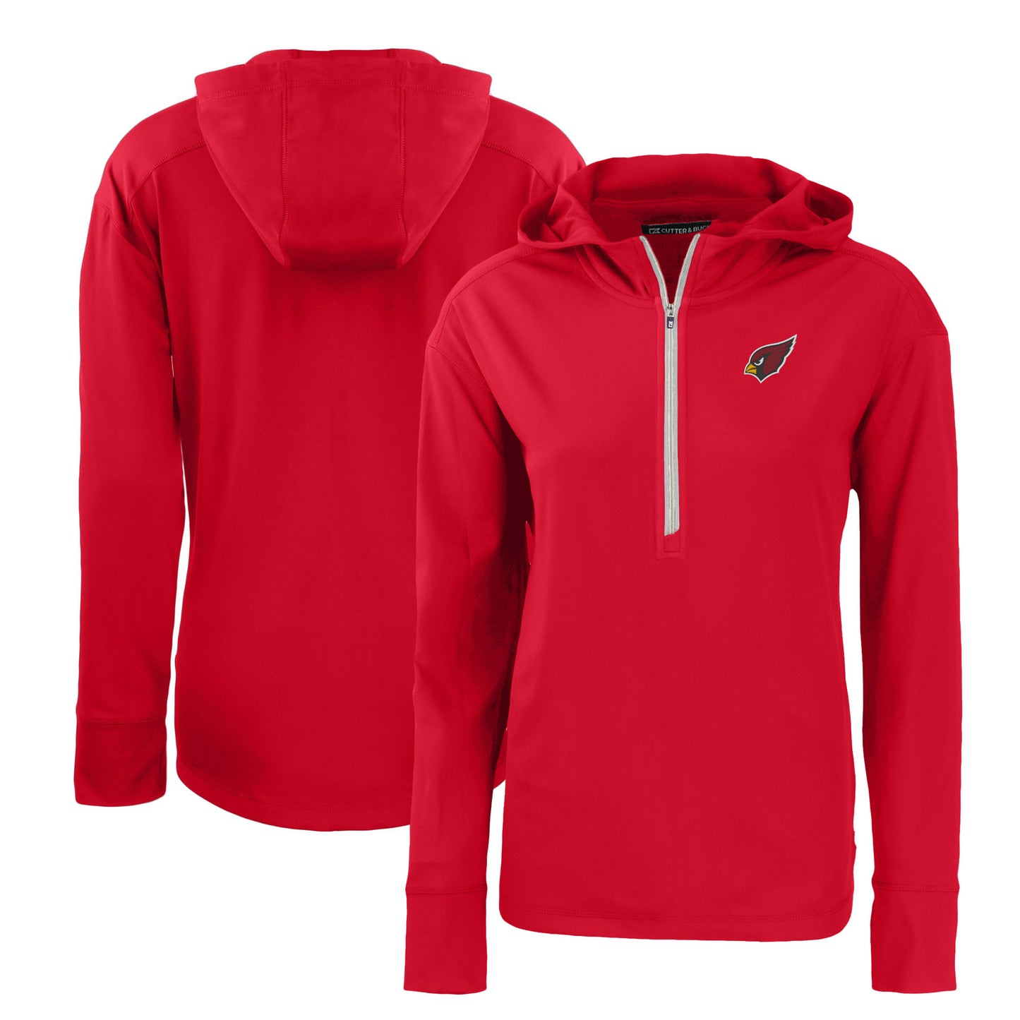 Women's Cutter & Buck Cardinal Arizona Cardinals Primary Mark Daybreak Eco Recycled Half-Zip Hoodie