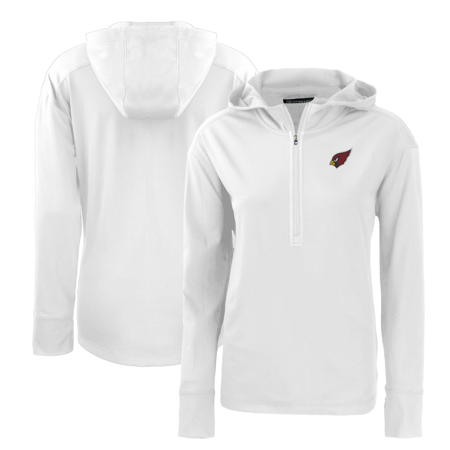 Women's Cutter & Buck White Arizona Cardinals Primary Mark Daybreak Eco Recycled Half-Zip Hoodie