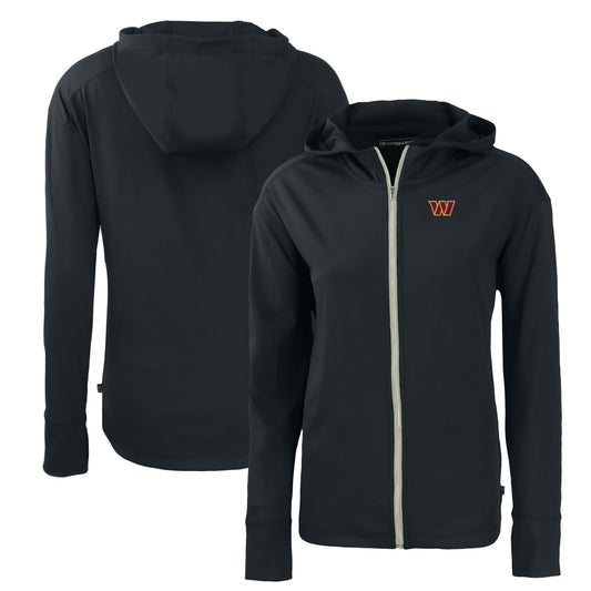 Women's Cutter & Buck Black Washington Commanders Primary Mark Daybreak Eco Recycled Full-Zip Hoodie