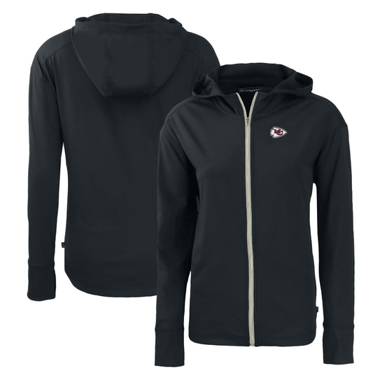 Women's Cutter & Buck Black Kansas City Chiefs Primary Mark Daybreak Eco Recycled Full-Zip Hoodie