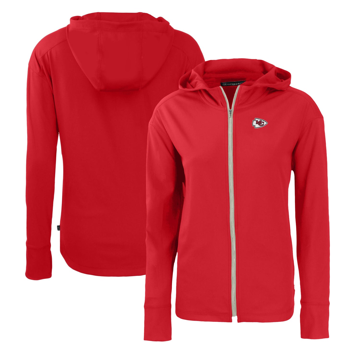 Women's Cutter & Buck Red Kansas City Chiefs Primary Mark Daybreak Eco Recycled Full-Zip Hoodie