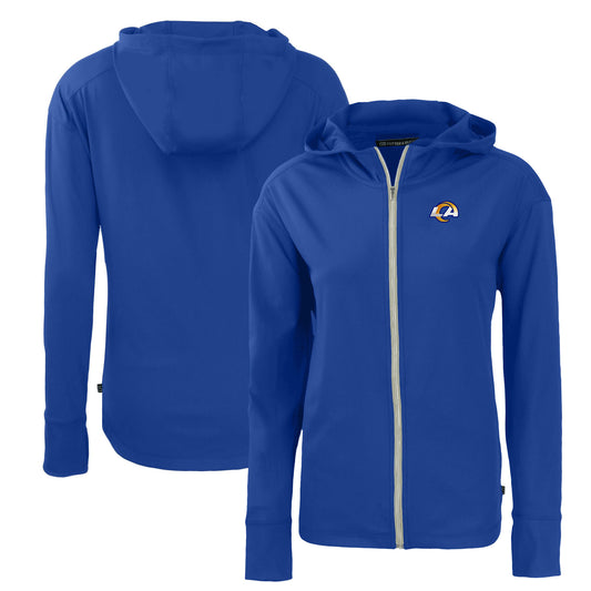 Women's Cutter & Buck Royal Los Angeles Rams Primary Mark Daybreak Eco Recycled Full-Zip Hoodie