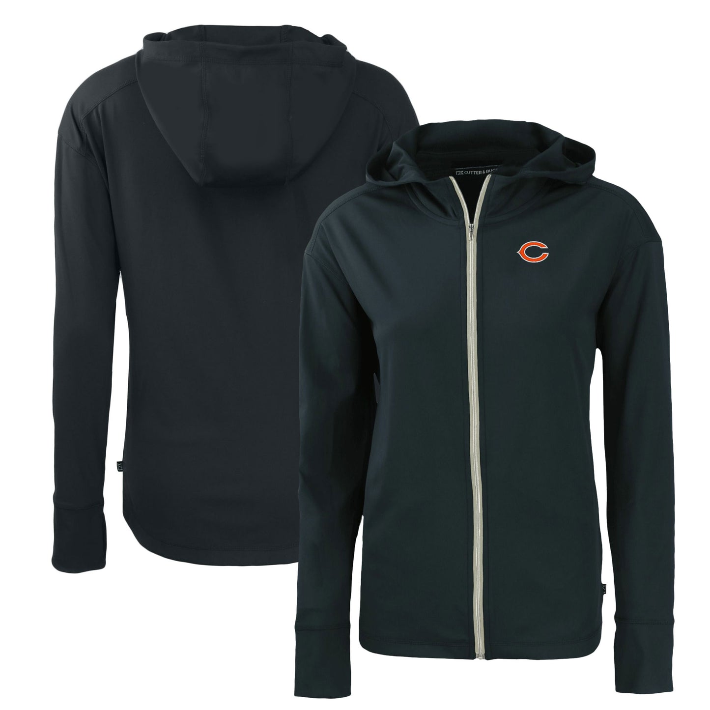 Women's Cutter & Buck Navy Chicago Bears Primary Mark Daybreak Eco Recycled Full-Zip Hoodie