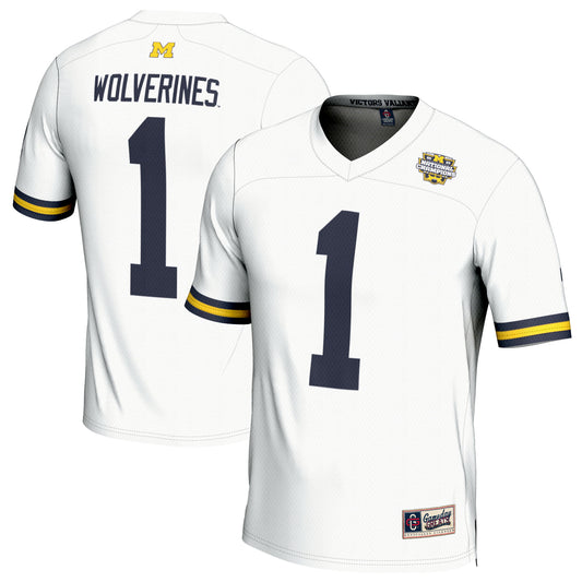 Youth GameDay Greats #1 White Michigan Wolverines College Football Playoff 2023 National Champions Lightweight Fashion Jersey