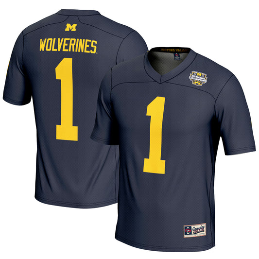 Youth GameDay Greats #1 Navy Michigan Wolverines College Football Playoff 2023 National Champions Lightweight Fashion Jersey