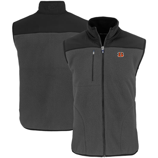 Men's Cutter & Buck Gray Cincinnati Bengals Primary Mark Cascade Eco Sherpa Fleece Full-Zip Vest