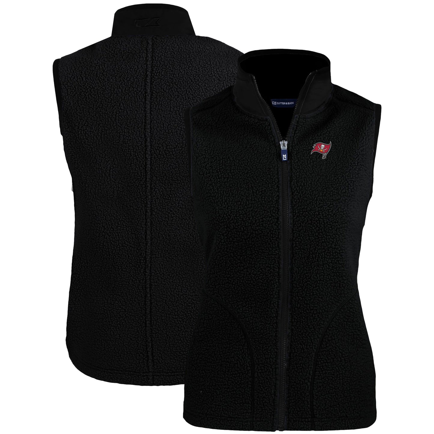 Women's Cutter & Buck Black Tampa Bay Buccaneers Primary Mark Cascade Eco Sherpa Fleece Vest