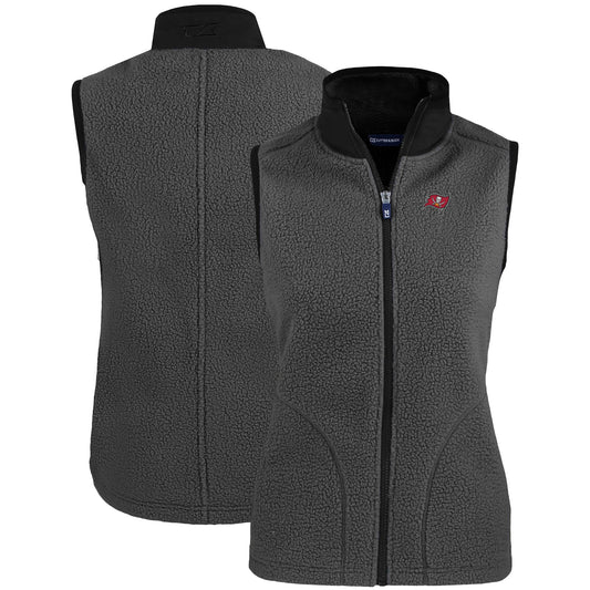 Women's Cutter & Buck Gray Tampa Bay Buccaneers Primary Mark Cascade Eco Sherpa Fleece Vest