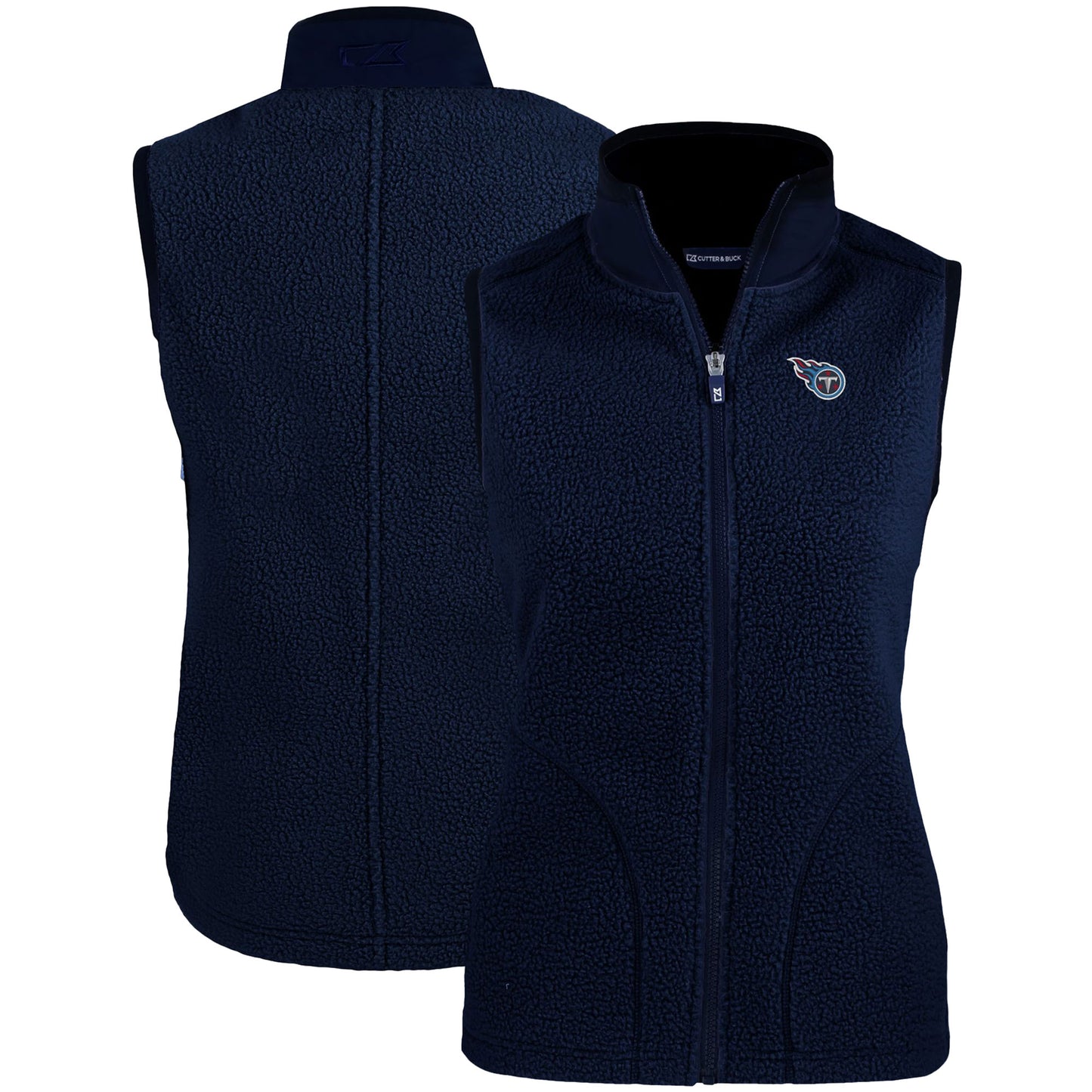 Women's Cutter & Buck Navy Tennessee Titans Primary Mark Cascade Eco Sherpa Fleece Vest