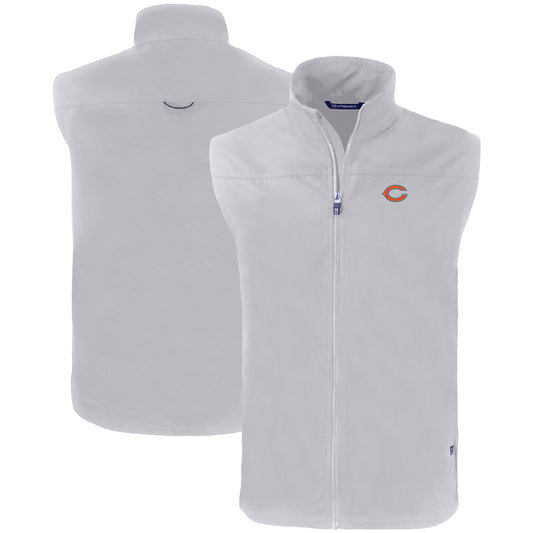 Men's Cutter & Buck Gray Chicago Bears Primary Mark Big & Tall Charter Eco Full-Zip Vest