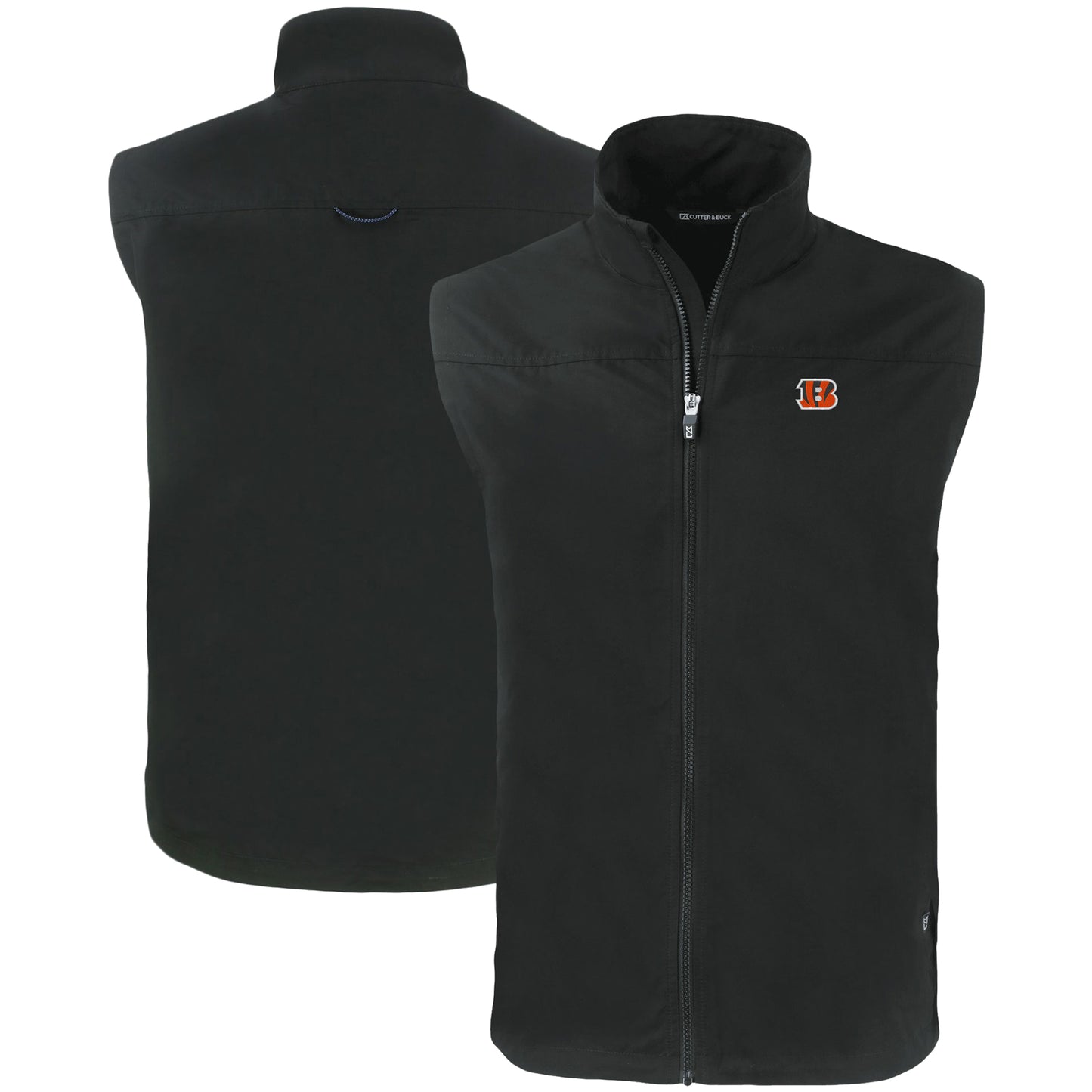 Men's Cutter & Buck Black Cincinnati Bengals Primary Mark Big & Tall Charter Eco Full-Zip Vest