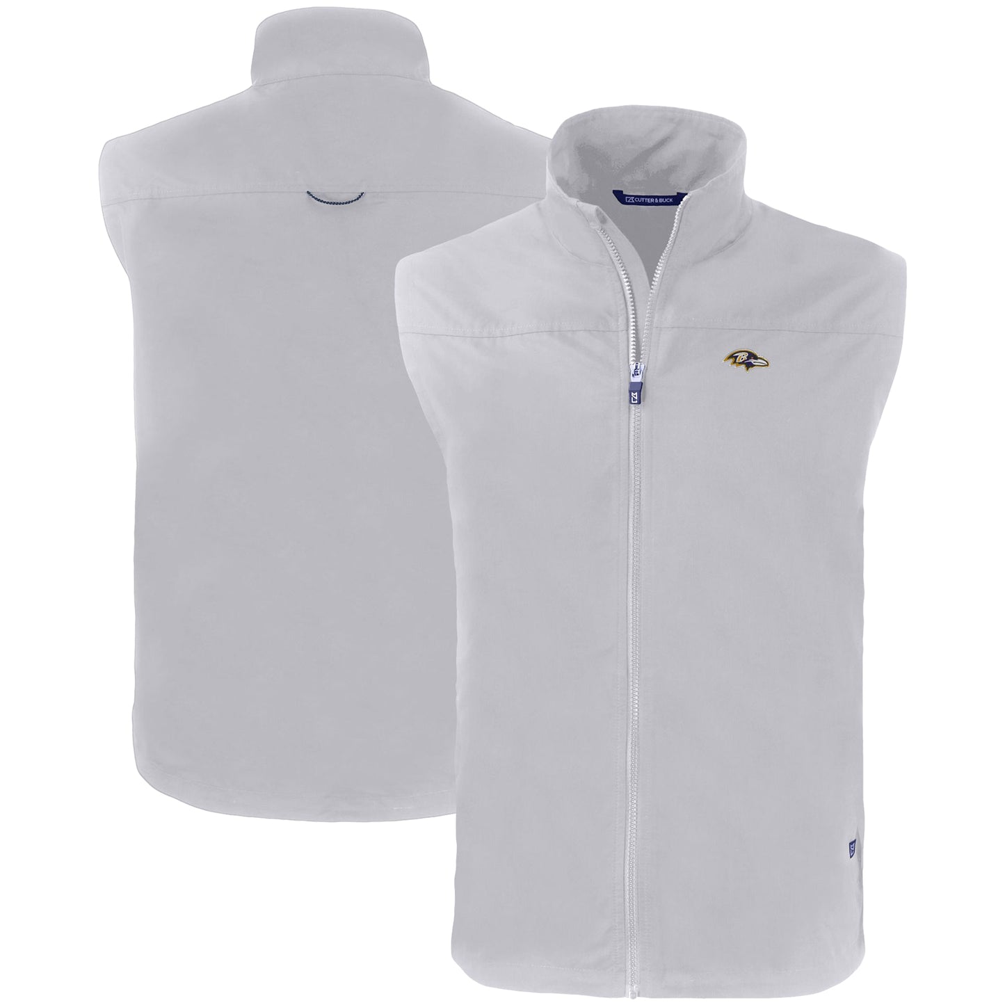 Men's Cutter & Buck Gray Baltimore Ravens Primary Mark Big & Tall Charter Eco Full-Zip Vest