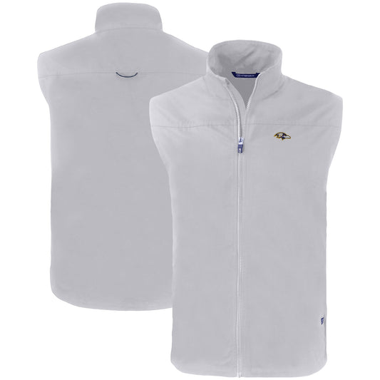 Men's Cutter & Buck Gray Baltimore Ravens Primary Mark Big & Tall Charter Eco Full-Zip Vest