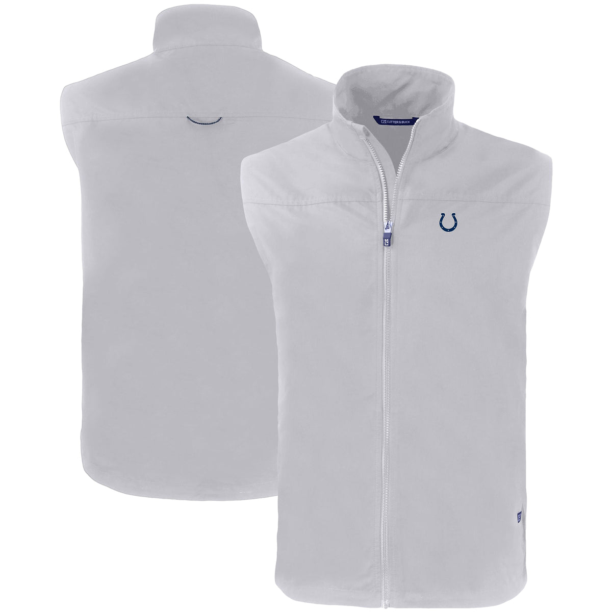 Men's Cutter & Buck Gray Indianapolis Colts Primary Mark Big & Tall Charter Eco Full-Zip Vest