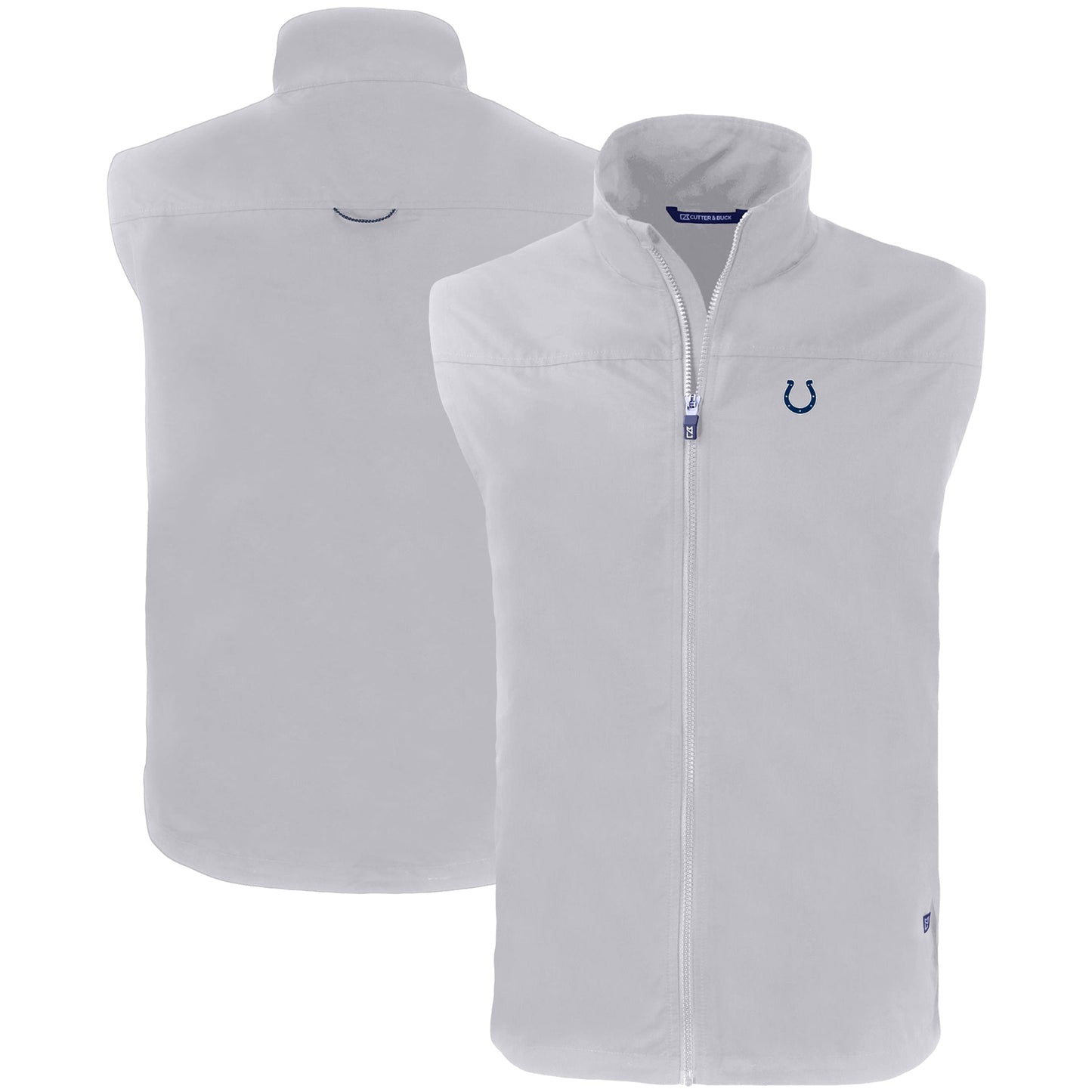 Men's Cutter & Buck Gray Indianapolis Colts Primary Mark Big & Tall Charter Eco Full-Zip Vest