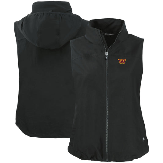 Women's Cutter & Buck Black Washington Commanders Primary Mark Charter Eco Full-Zip Vest