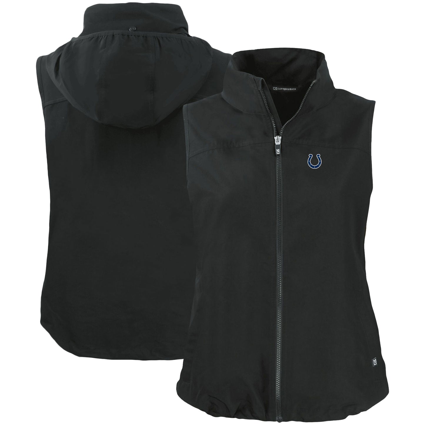 Women's Cutter & Buck Black Indianapolis Colts Primary Mark Charter Eco Full-Zip Vest