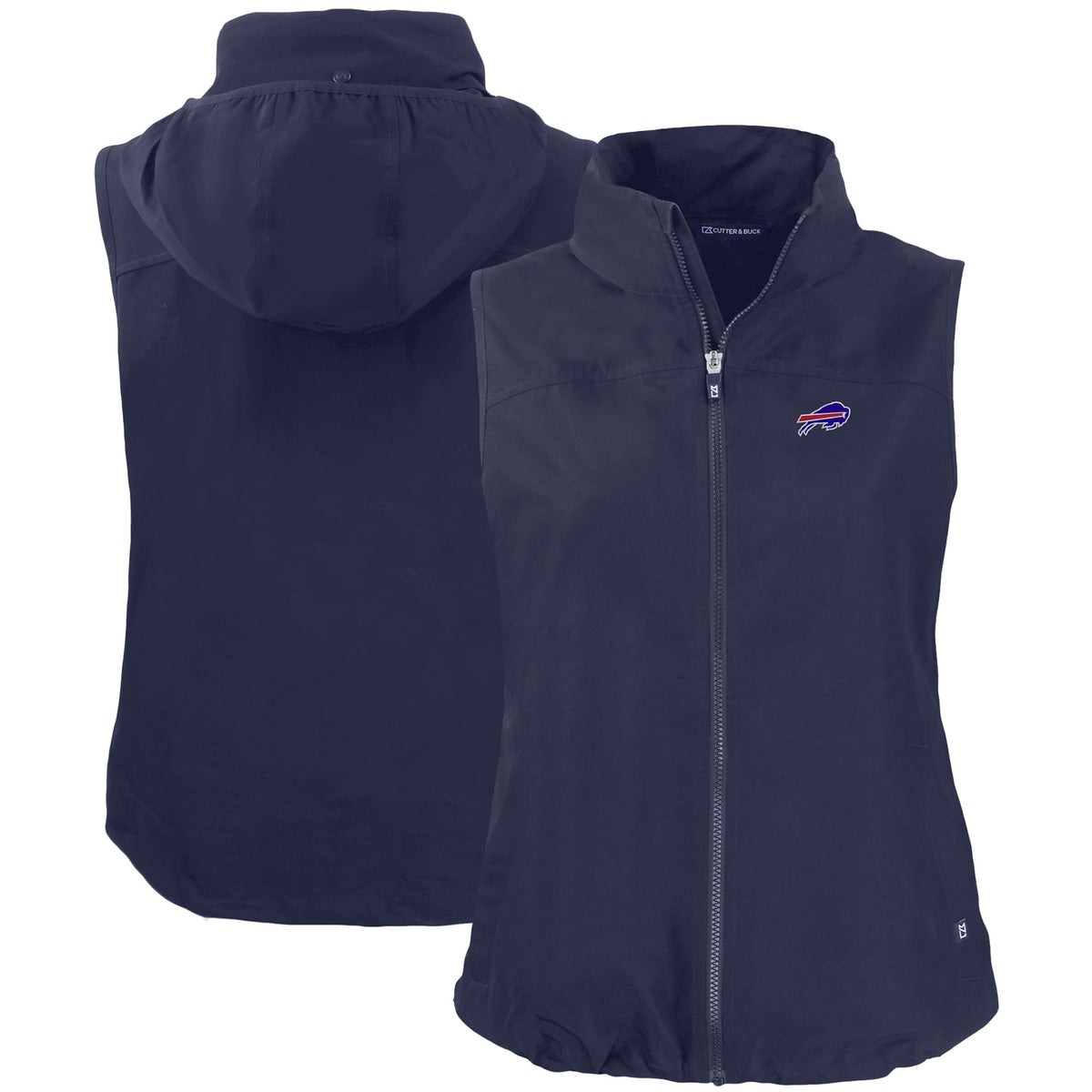 Women's Cutter & Buck Navy Buffalo Bills Primary Mark Charter Eco Full-Zip Vest