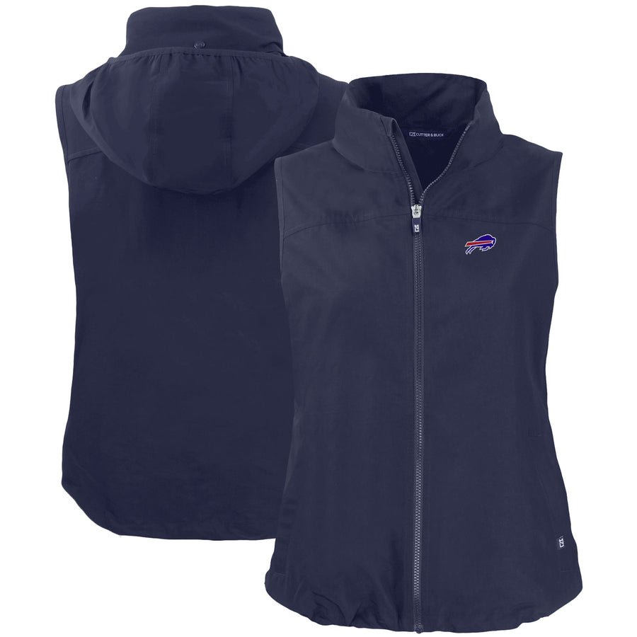 Women's Cutter & Buck Navy Buffalo Bills Primary Mark Charter Eco Full-Zip Vest