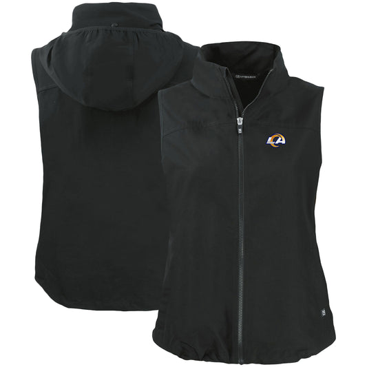 Women's Cutter & Buck Black Los Angeles Rams Primary Mark Charter Eco Full-Zip Vest