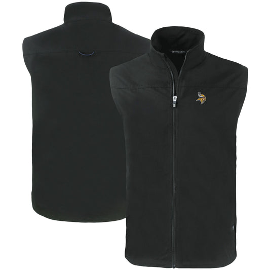 Men's Cutter & Buck Black Minnesota Vikings Primary Mark Eco Recycled Full-Zip Vest