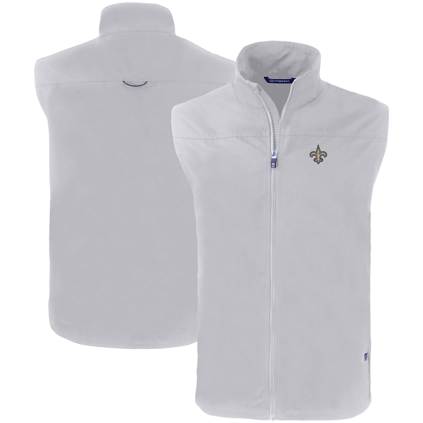 Men's Cutter & Buck Gray New Orleans Saints Primary Mark Eco Recycled Full-Zip Vest