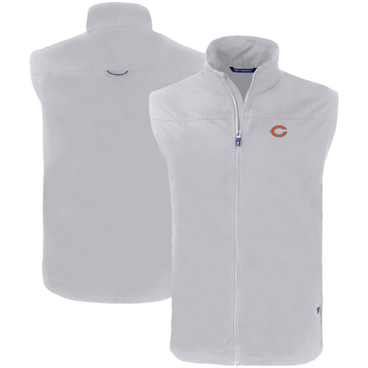 Men's Cutter & Buck Gray Chicago Bears Primary Mark Eco Recycled Full-Zip Vest