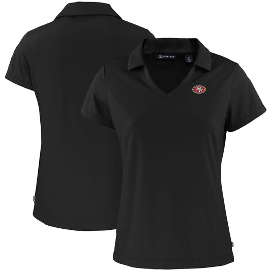 Women's Cutter & Buck Black San Francisco 49ers Primary Mark Daybreak Eco Recycled V-Neck Polo