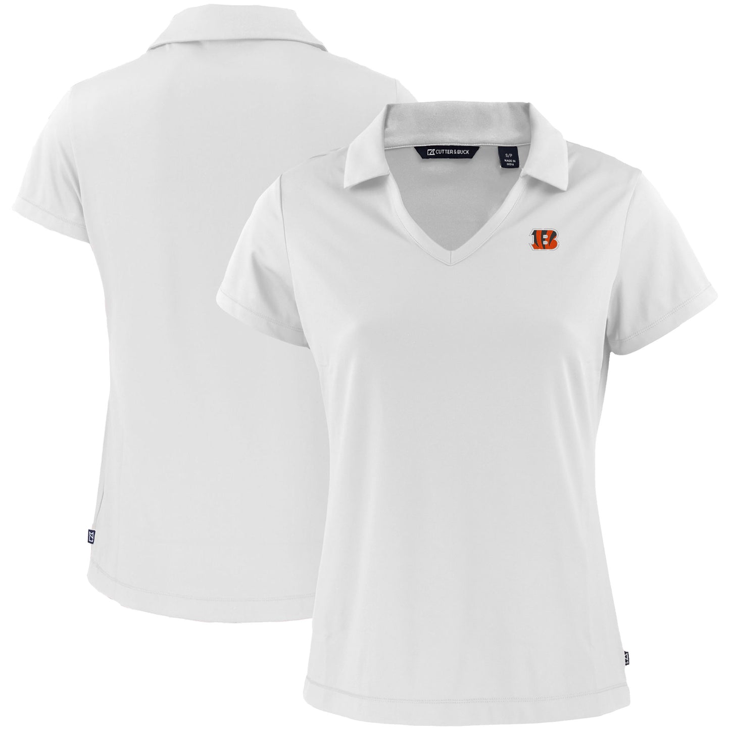 Women's Cutter & Buck White Cincinnati Bengals Primary Mark Daybreak Eco Recycled V-Neck Polo