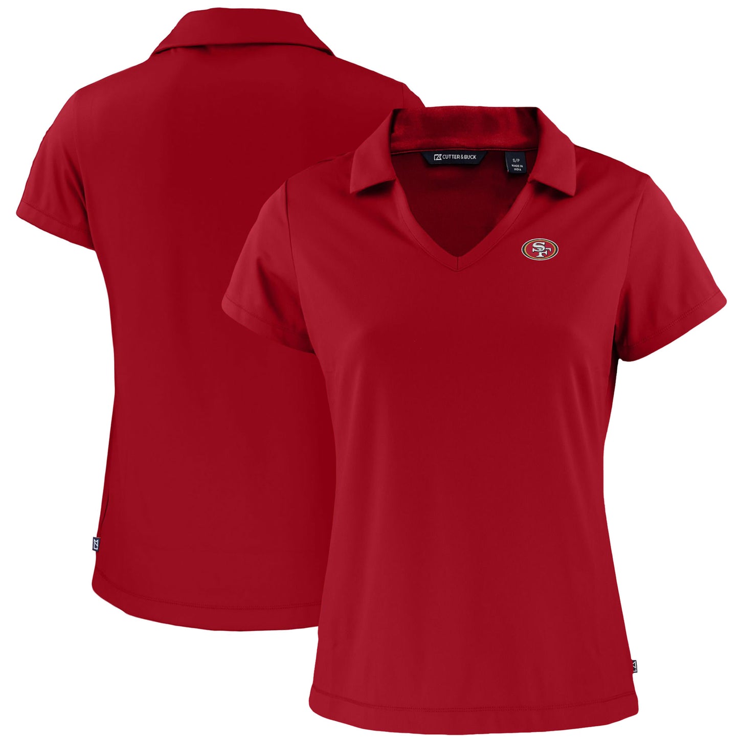 Women's Cutter & Buck Scarlet San Francisco 49ers Primary Mark Daybreak Eco Recycled V-Neck Polo