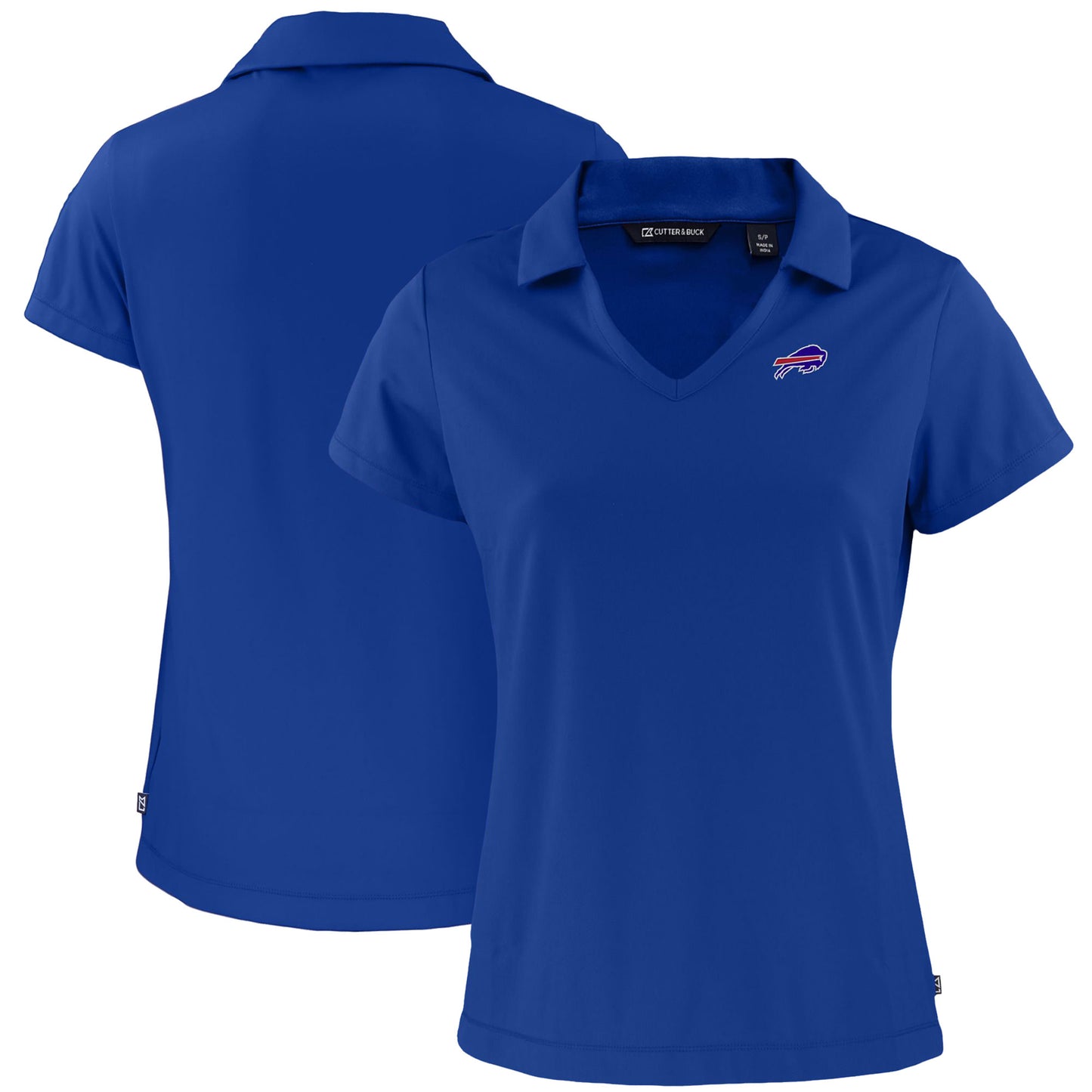 Women's Cutter & Buck Blue Buffalo Bills Primary Mark Daybreak Eco Recycled V-Neck Polo