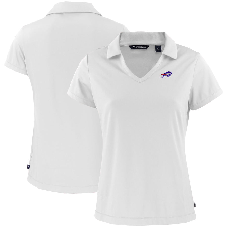 Women's Cutter & Buck White Buffalo Bills Primary Mark Daybreak Eco Recycled V-Neck Polo