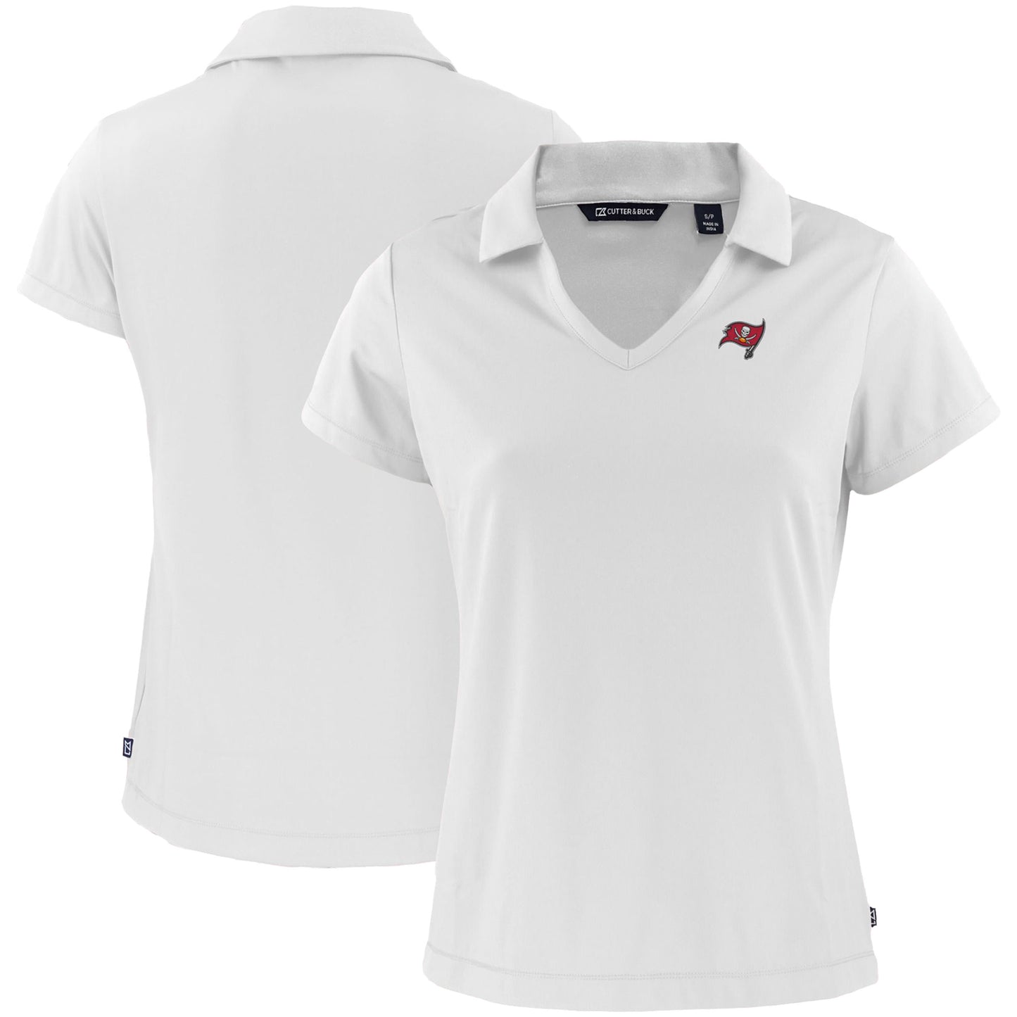 Women's Cutter & Buck White Tampa Bay Buccaneers Primary Mark Daybreak Eco Recycled V-Neck Polo