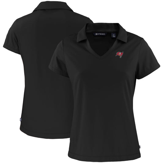 Women's Cutter & Buck Black Tampa Bay Buccaneers Primary Mark Daybreak Eco Recycled V-Neck Polo