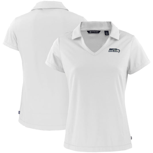 Women's Cutter & Buck White Seattle Seahawks Primary Mark Daybreak Eco Recycled V-Neck Polo