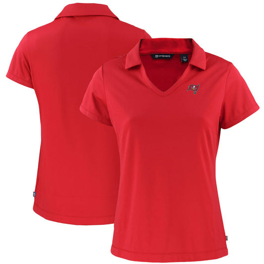 Women's Cutter & Buck Red Tampa Bay Buccaneers Primary Mark Daybreak Eco Recycled V-Neck Polo