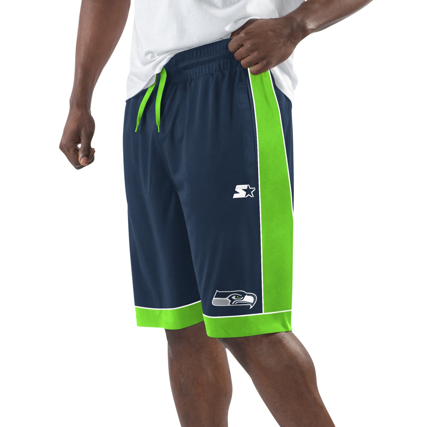 Men's Starter College Navy/Neon Green Seattle Seahawks Fan Favorite Fashion Shorts