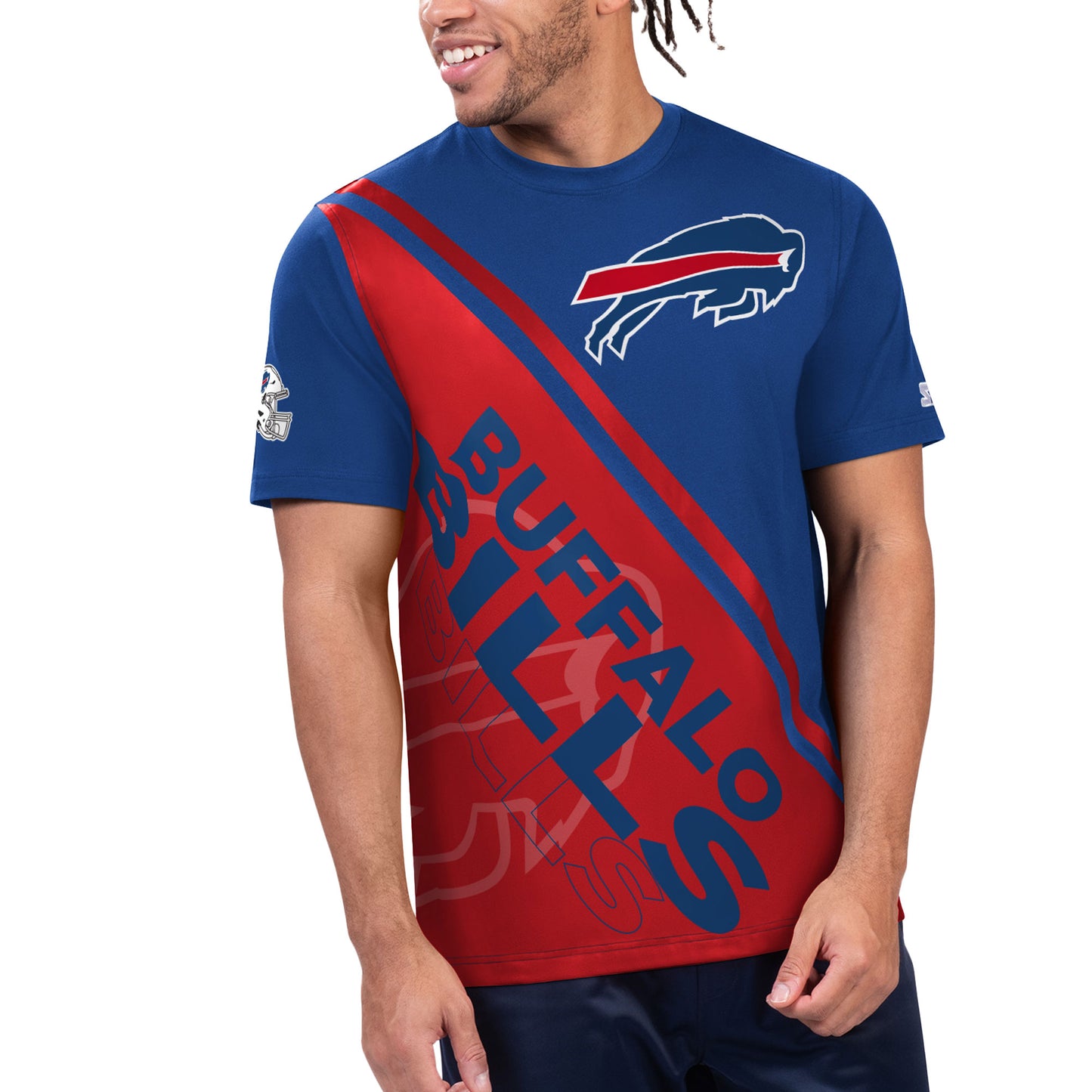 Men's Starter Royal/Red Buffalo Bills Finish Line Extreme Graphic T-Shirt