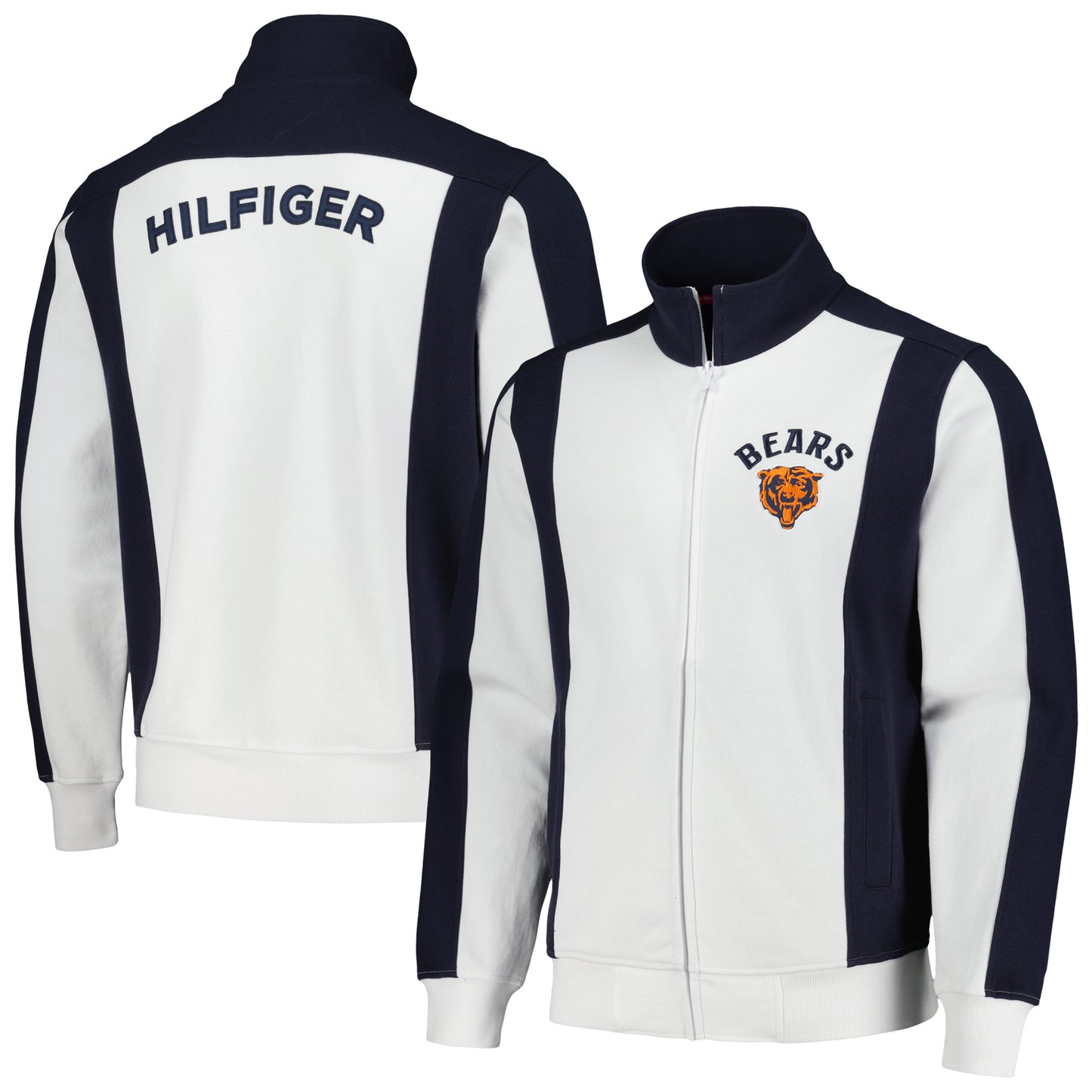 Men's Tommy Hilfiger White/Navy Chicago Bears Nolan Full-Zip Track Jacket