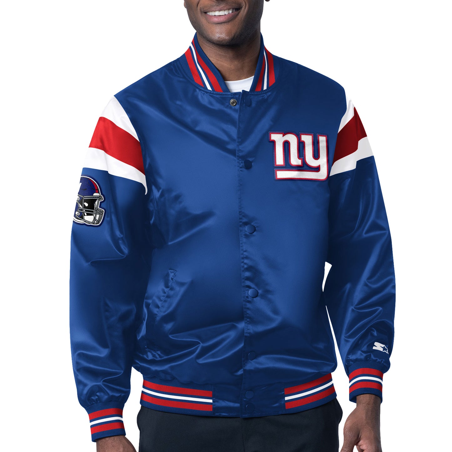 Men's Starter Royal New York Giants Satin Full-Snap Varsity Jacket