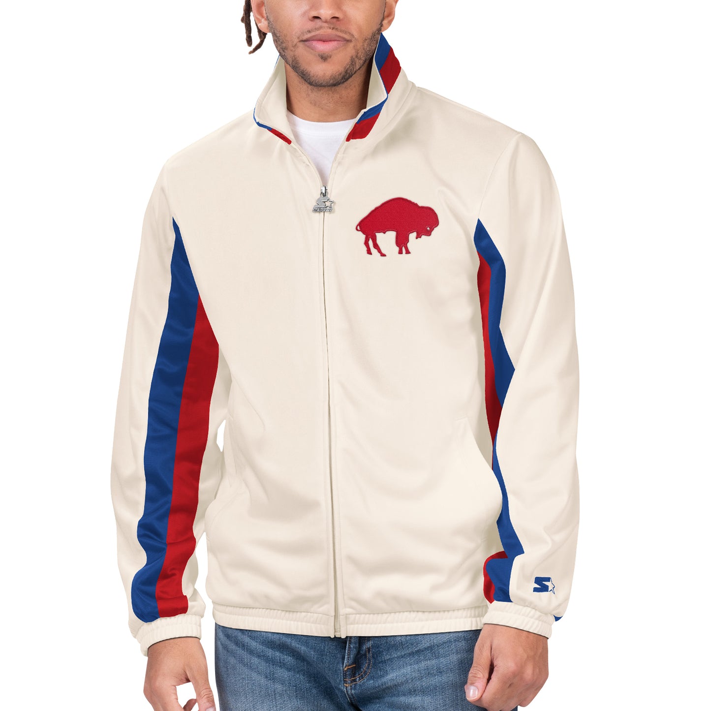 Men's Starter White Buffalo Bills Vintage Rebound Full-Zip Track Jacket